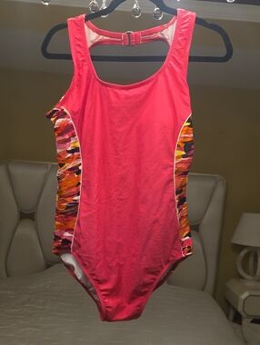 Catalina Pink One-Piece Swimsuit with Multicolor Side Panels